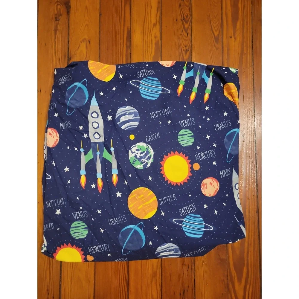 Pottery Barn Kids Solar System Glow The Dark Cotton Duvet Rocket Ship Twin Size